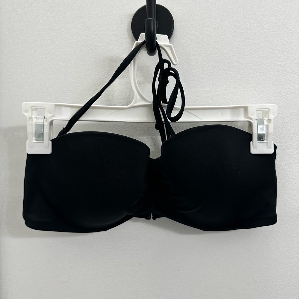 Black Strapless Women's Bathing Suit Top with Tie